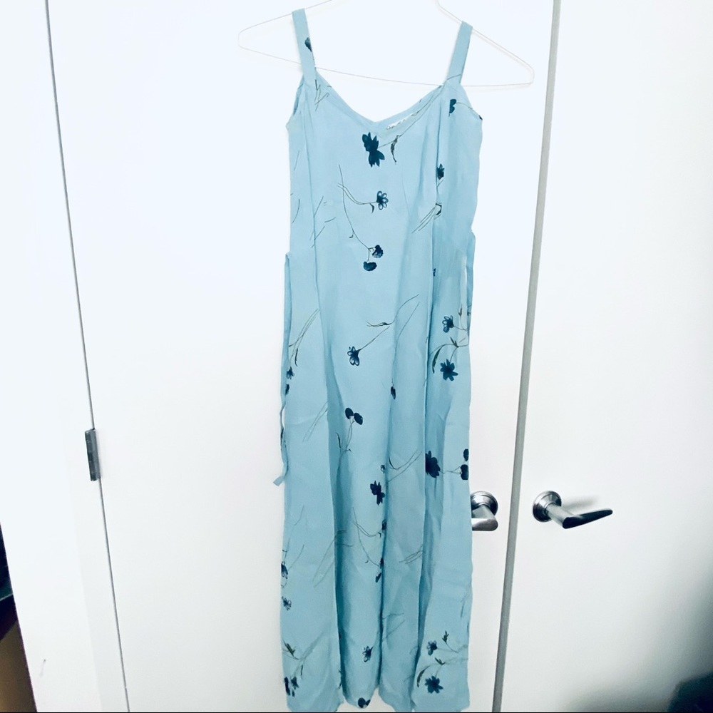 Sky blue Maxi Dress with Navy flowers